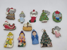 Vintage 1980s / 1990s Ceramic Hand Painted Christmas Ornaments Lot Of 12