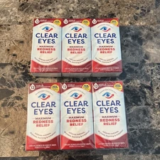 6 Pack Clear Eyes Maximum Strength Redness Relief Eye Drops 0.5oz Each
