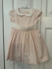 Hope & Henry Girls' Pink Peter Pan Collar Seersucker Dress Size 2T