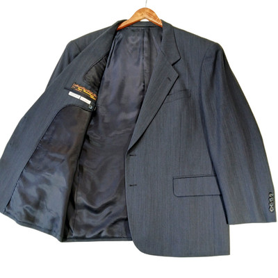 Vintage Maxwell s Bespoke Navy Wool Blazer 46R Hong Kong Custom 1997