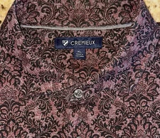 Cremieux Men's Plum & Black Floral Long Sleeve Button Front Knit Shirt Size XL