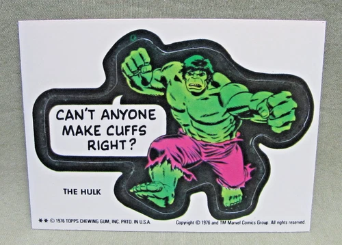 1976 THE HULK STICKER Topps vintage Marvel Super Heroes comic book hero card