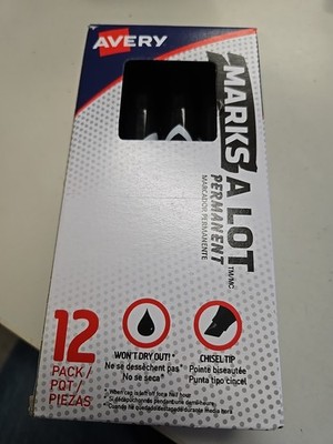 MARKS A LOT 08888-400 Black Box of 12 Factory Fresh Permanent Markers!