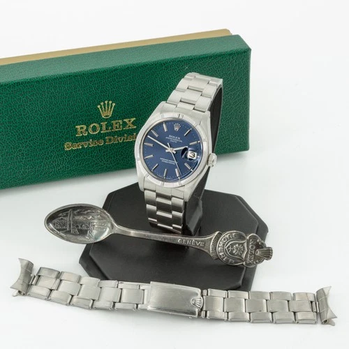 Men's Rolex OP Date Ref.#1500 34mm Blue Sunburst Dial Extra Bracelet #W268663-1