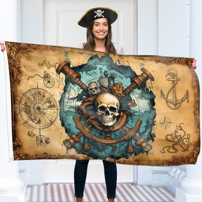 Piratenflagge 90x150 cm mit Ösen   Groß Piratenflagge Kinder   Lebendiger Dig...