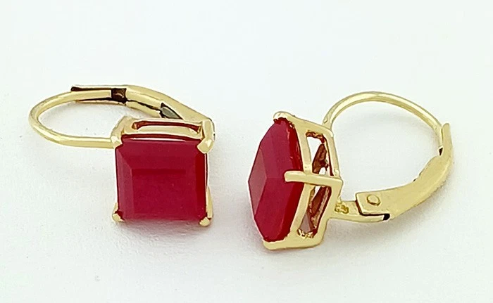 GENUINE 2.58 Cts RUBY EARRINGS 10K YELLOW GOLD - Free Certificate Appraisal - Image 3 of 4