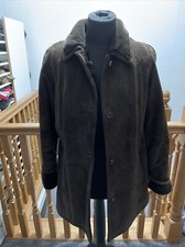 Gallery Genuine Brown Leather Coat Size S Uk 10
