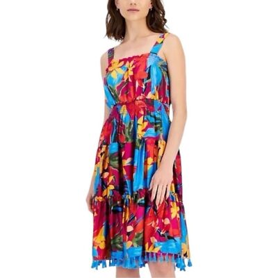 Tahari ASL Tropical Floral-Print Tropical Tassel Hem A-Line Midi Dress Sz 4 NEW | eBay Tahari ASL Tropical Floral-Print Tropical Tassel Hem A-Line Midi Dress Sz 4 NEW | eBay