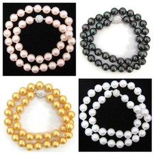 4 Color 8/10/12/14/16mm South Sea Shell Pearl Clasp Necklace 18/24/36'' AAA