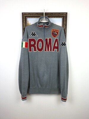 Vintage Kappa AS Roma Football Jacket Soccer Sweatshirt Mens Track Top Size XL