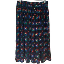 ALFRED DUNNER Vintage Midi Colorful Patterned Women's Skirt Sheer Sz 12