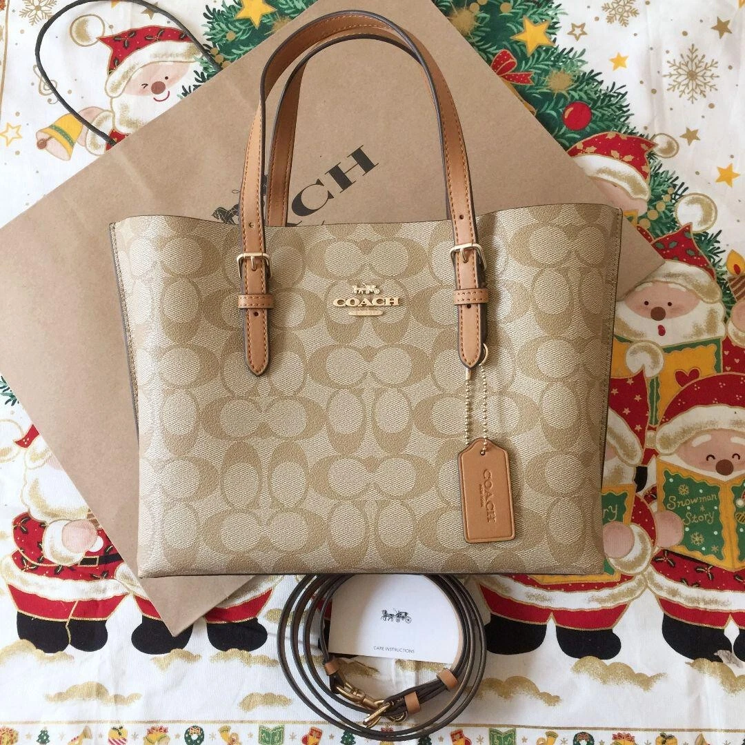 Coach C4250 Mollie Tote 25 in tela firmata tracolla beige outlet nuova