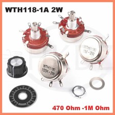 WTH118-1A 2W Round Shaft Carbon Linear Variable Potentiometer 470 Ohm -1M Ohm