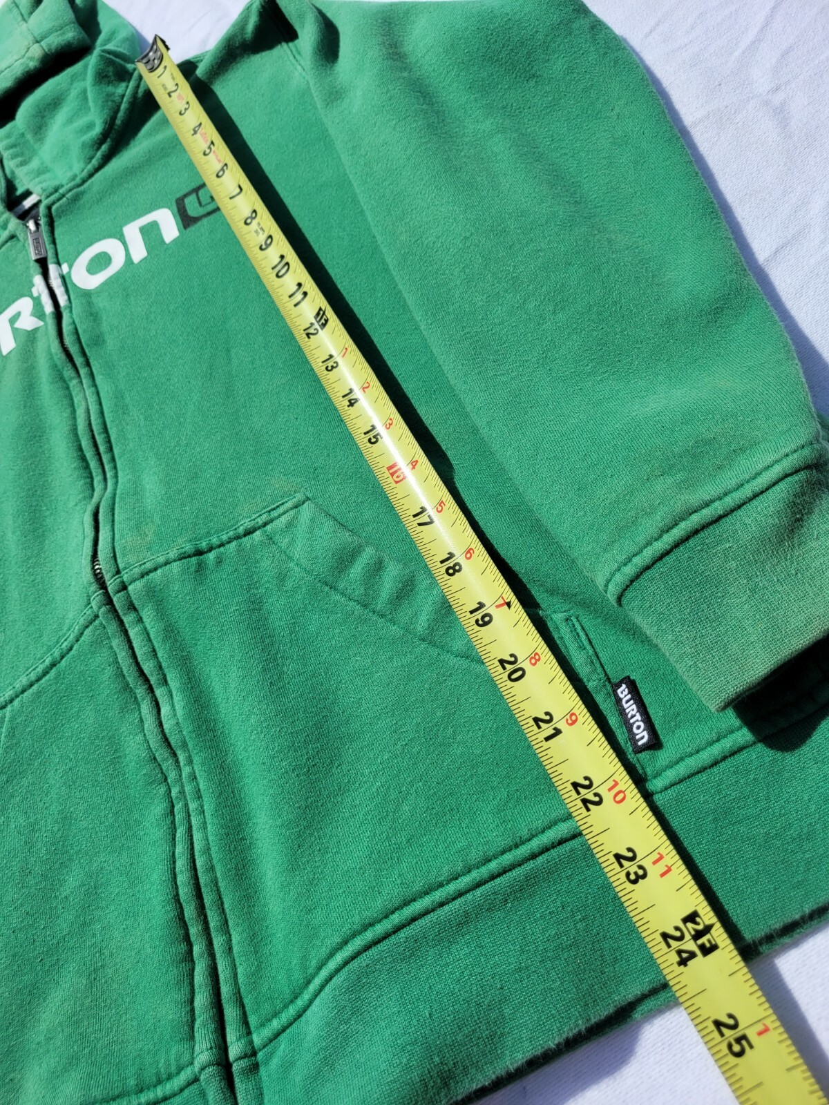 Burton Youth Green White Full Zip Hoodie Hooded Sweatshirt Sze XL Extra