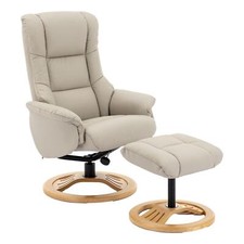 The Mandalay Swivel Recliner Chair & Footstool in Mushroom Genuine Leather