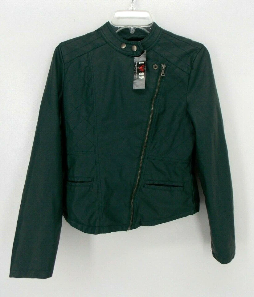 Chaqueta de cuero sintético I Love by Boy Meets Girl para mujer M verde nueva con defectos Foto 2 de 4