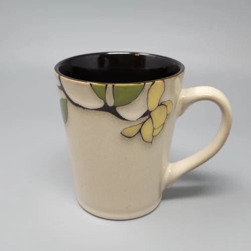 Gourmet Basics Mikasa Emory Stoneware Coffee Mug Yellow Flower