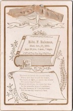 Tarjeta de recuerdo de luto de 1892 - Sr. Robert F. Ruleman