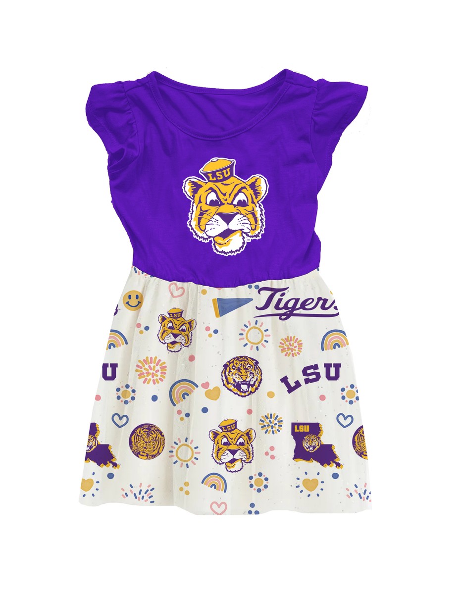 chinese dress ladies Brianna Cannon: LSU Logo Patch Dress Purple / Small