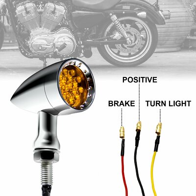 4-Pack Black Amber LED Bullet Turn Signals For Harley, Bobber, Chopper & Cafe Racer