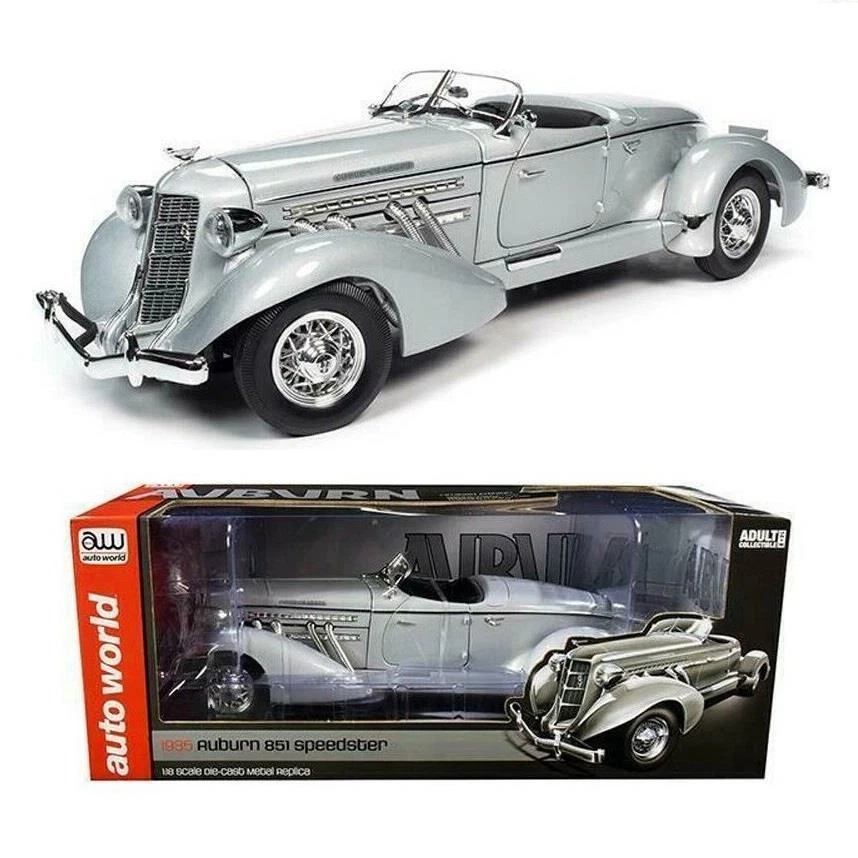 AUTO WORLD AW268 1935 AUBURN 851 SPEEDSTER HAZE GRAY 1/18 DIECAST MODEL CAR