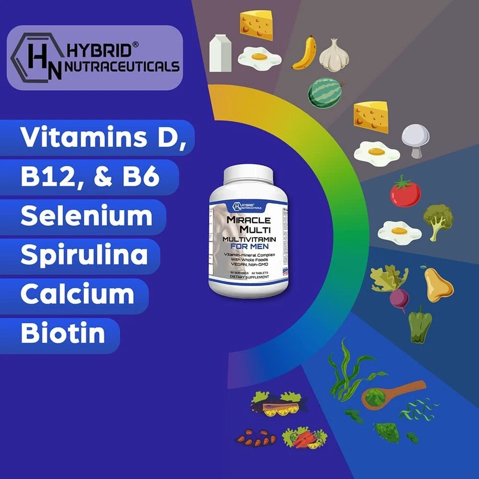 Multivitamínico MultiMineral para Hombres, Suplemento Vitamínico Diario para Hombres: No OGM Foto 4 de 4