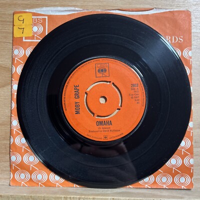 Rare Moby Grape 7'' Vinyl Omaha CBS 2953 Exc