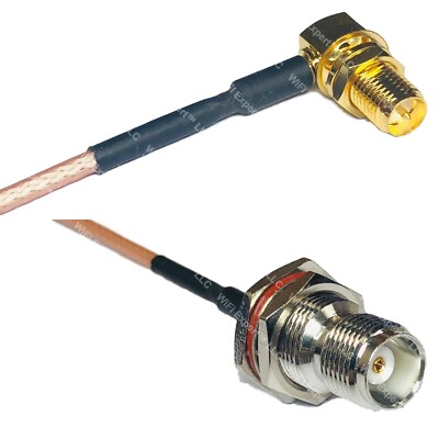 RG316 RP-SMA FEMALE ANGLE to TNC FEMALE BULKHEAD RF Cable Rapid-SHIP LOT