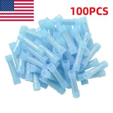 100PCS 16-14 AWG Wire Blue Nylon Butt Connectors Crimp Terminals Alarm US
