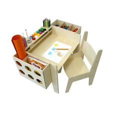 Tavolo Regolabile con Sedia e Organizer - Tavolo in Legno con Sedia per Bambini