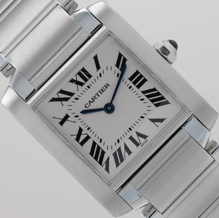 Cartier Tank Francaise Quartz 25mm Stainless Steel White Roman Dial Ladies Watch 2301-image
