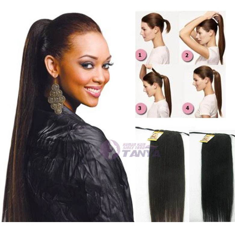 Extra Long High Ponytail Drawstring Clip In 100% Remy Human Hair Extension 100g - Image 4 of 4