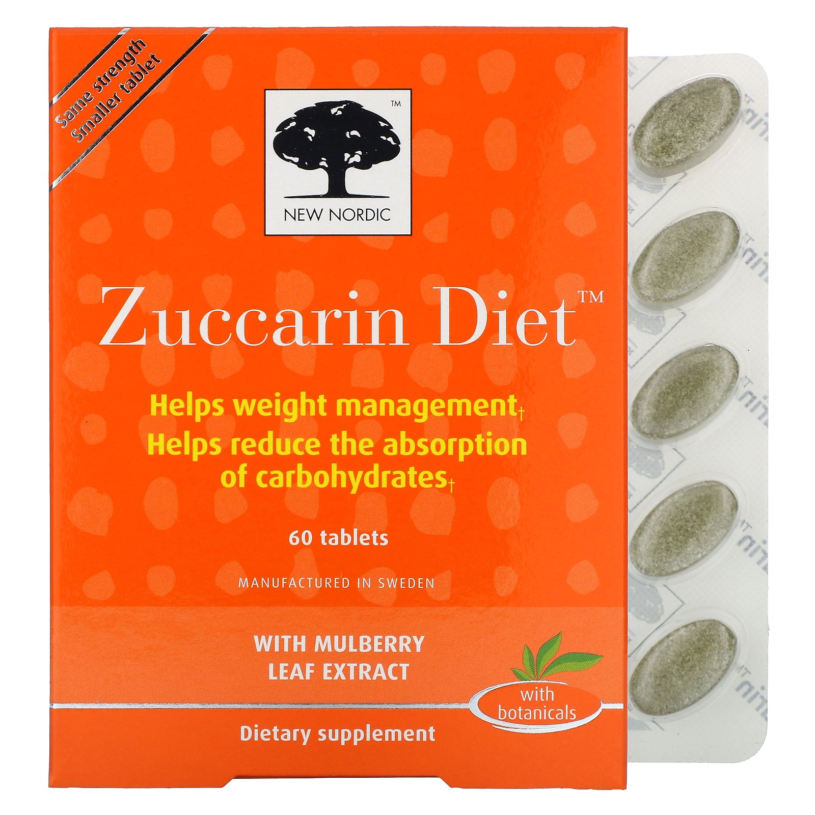 New Nordic US Inc Zuccarin Diet 60 таблеток без молока, без глютена, веганский