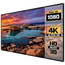 120" Projection Screen Indoor/Outdoor Projector Screen White 16:9 Aspect Ratio