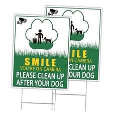 2 Pack Clean Up After Your Dog Sign No Pooping Dog Signs for Yard 13"x10"