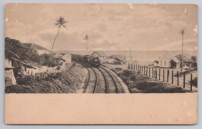 Colombo Railway Line at Colpetty Ceylon Sri Lanka Platel Vintage Train