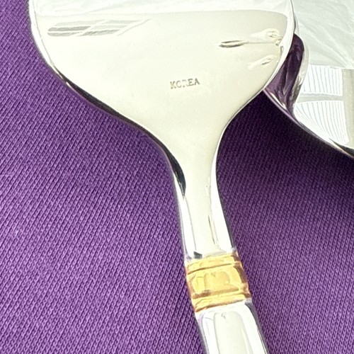 Reed & Barton GOLDEN LONGWOOD 3 Pc Set Serving Ladle Stainless Fork Spoon New - Picture 4 of 14