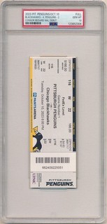 CONNOR BEDARD NHL DEBUT FULL TICKET 2023 NHL PENGUINS BLACKHAWKS PSA 10 GEM MINT