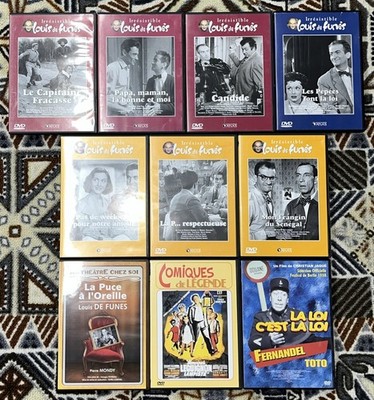 Lot Of 10 FRENCH language PAL Region 2 DVD Movies Louis De Funes Fernandel Toto