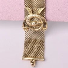 Antique Victorian GRIFFIN Dragon Yellow Gold Filled Mesh Extender Pendant