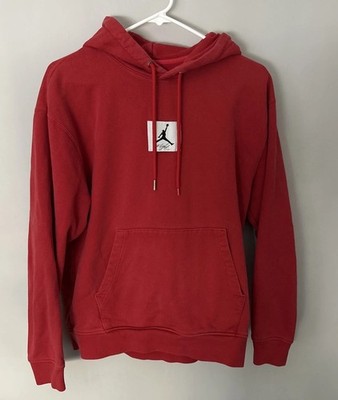 Nike Air Jordan Men Flight Fleece Logo Pullover Hoodie Medium DQ7338-612 Red