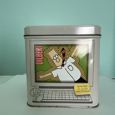 Vintage Dilbert Comic Series Empty Tin Cookie Box Computer Screen 1998 Vintage