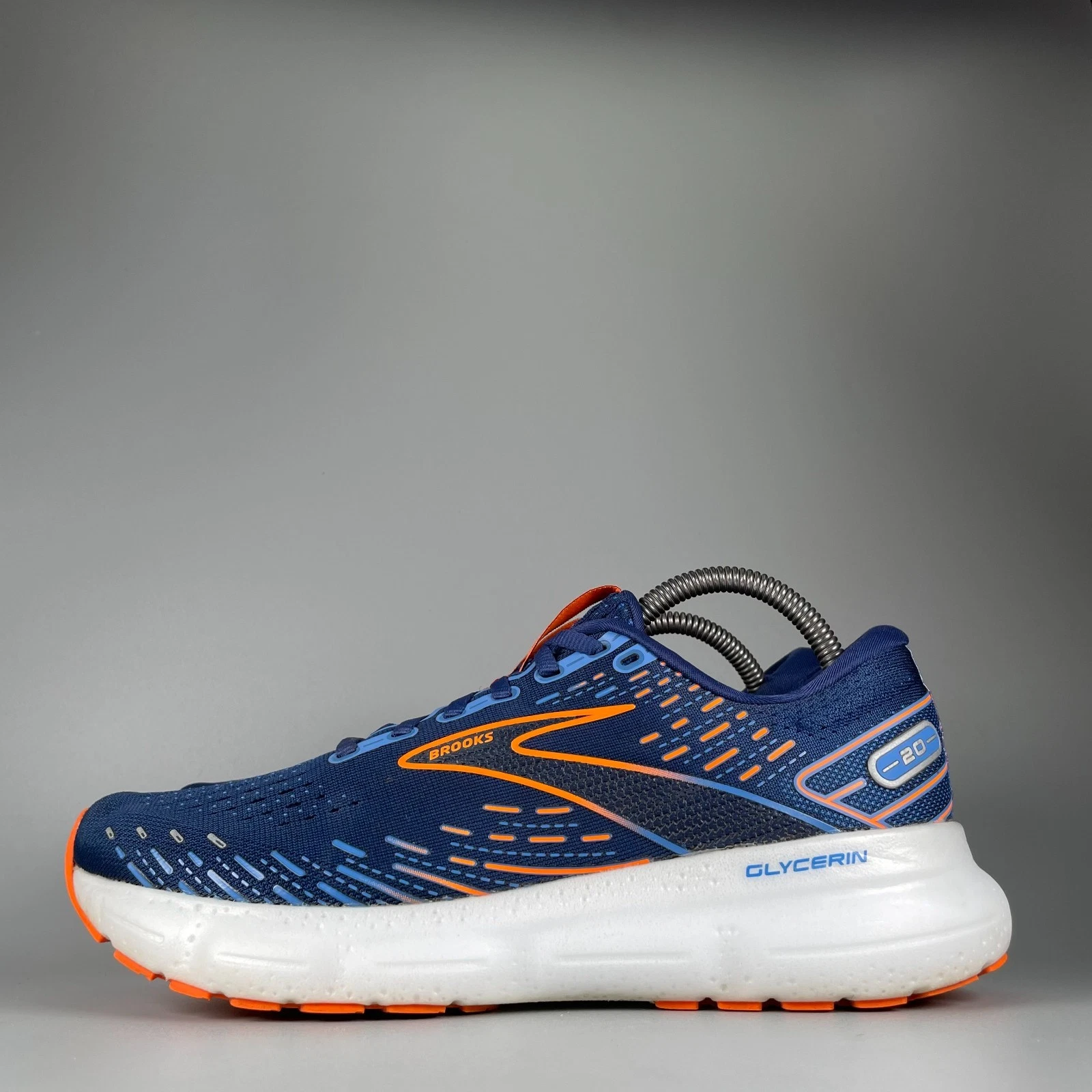 Brooks Glycerin 20 Men's Size 9 Blue Orange Athletic Running Shoes Sneakers GUC