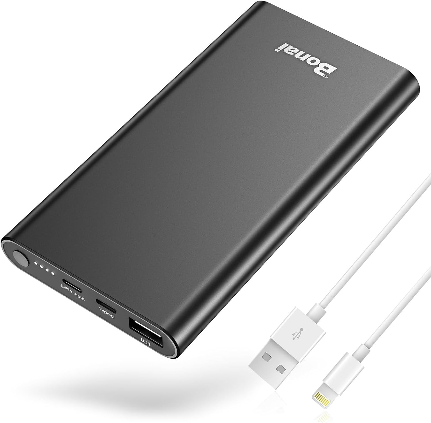 BONAI 12,000mAh Fast Charging Portable Power Bank in Dural Black