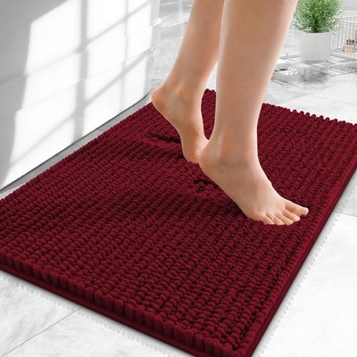 OLANLY Thick Small Bathroom Rugs 24x16, Extra Soft 24'' X 16'', Burgundy