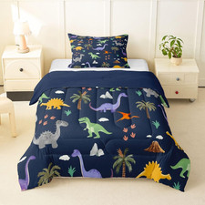 Dinosaur Bedding Set Soft for Boys Girls, Dino Print Comforter Set Twin Size Jun