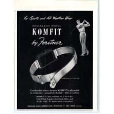 1948 Print Ad Komfit By Forstner Watch Bands Stainless Steel Gold Filled Golf!