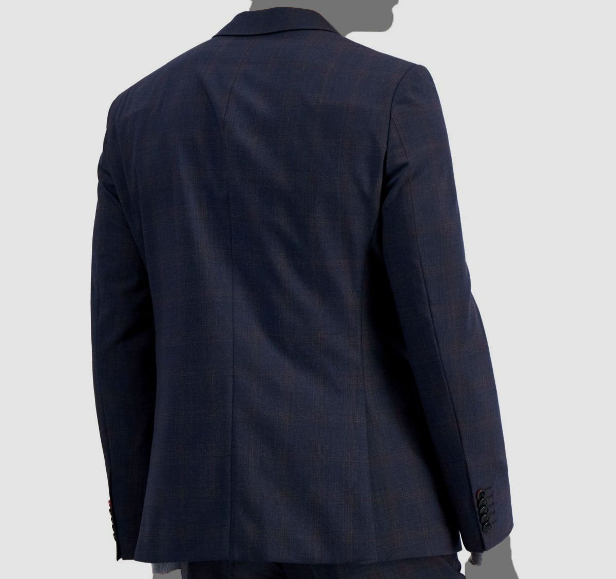 Hugo Boss Men's Blue Modern-Fit Plaid Wool-Blend Suit Separate Jacket Size 44R