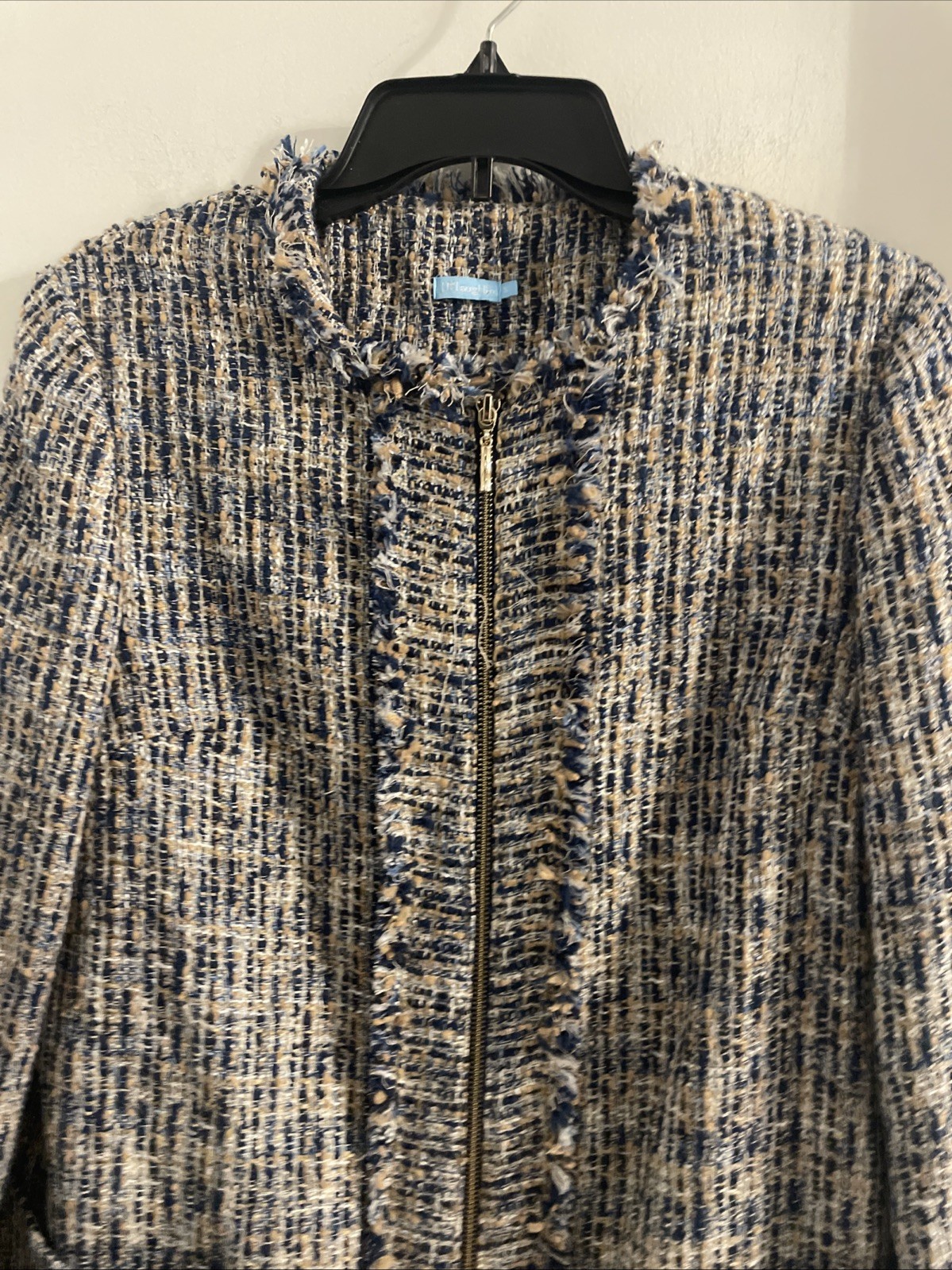 J McLaughlin Small Boucle Walker Jacket Blue Tan … - image 5