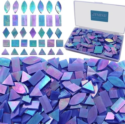 LITMIND Iridescent Glass Mosaic Tiles for Crafts, 240 Pieces 5 Shapes Mixed - Image 1 of 4